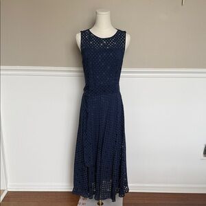 Akris Punto Navy Sleeveless Polka Dot Maxi Dress